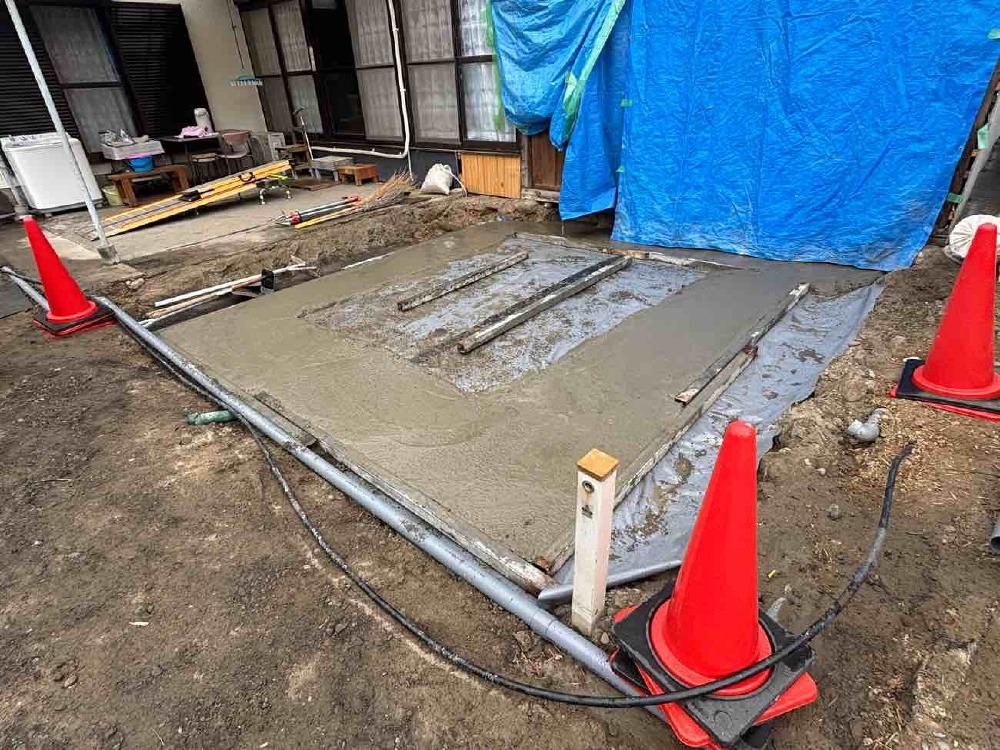 ターミダンシート 均しコンクリート打設完了