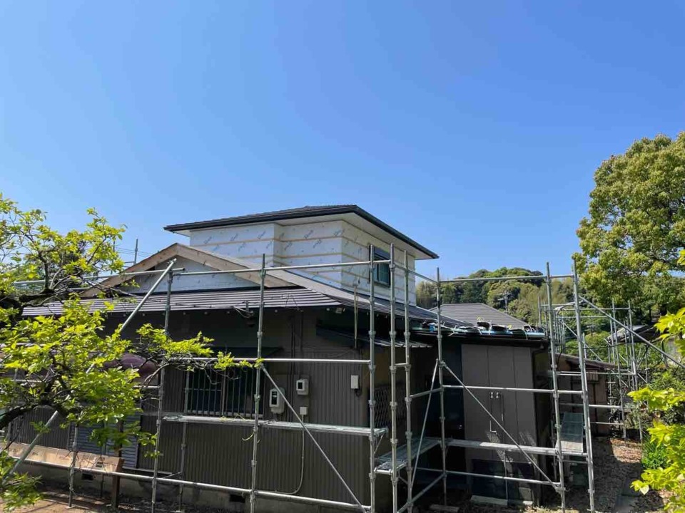 二階周り足場バラシ