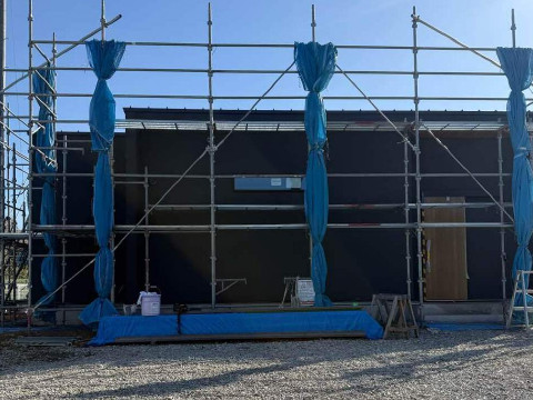 吹き付け上塗り終了