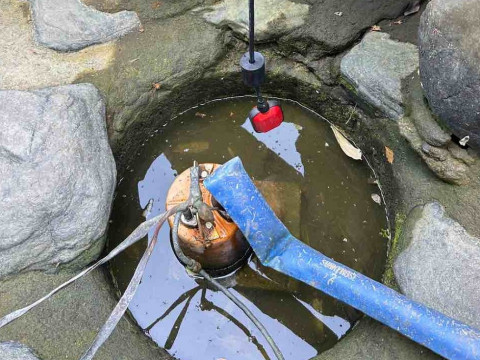 排水ポンプフロート設置、調整